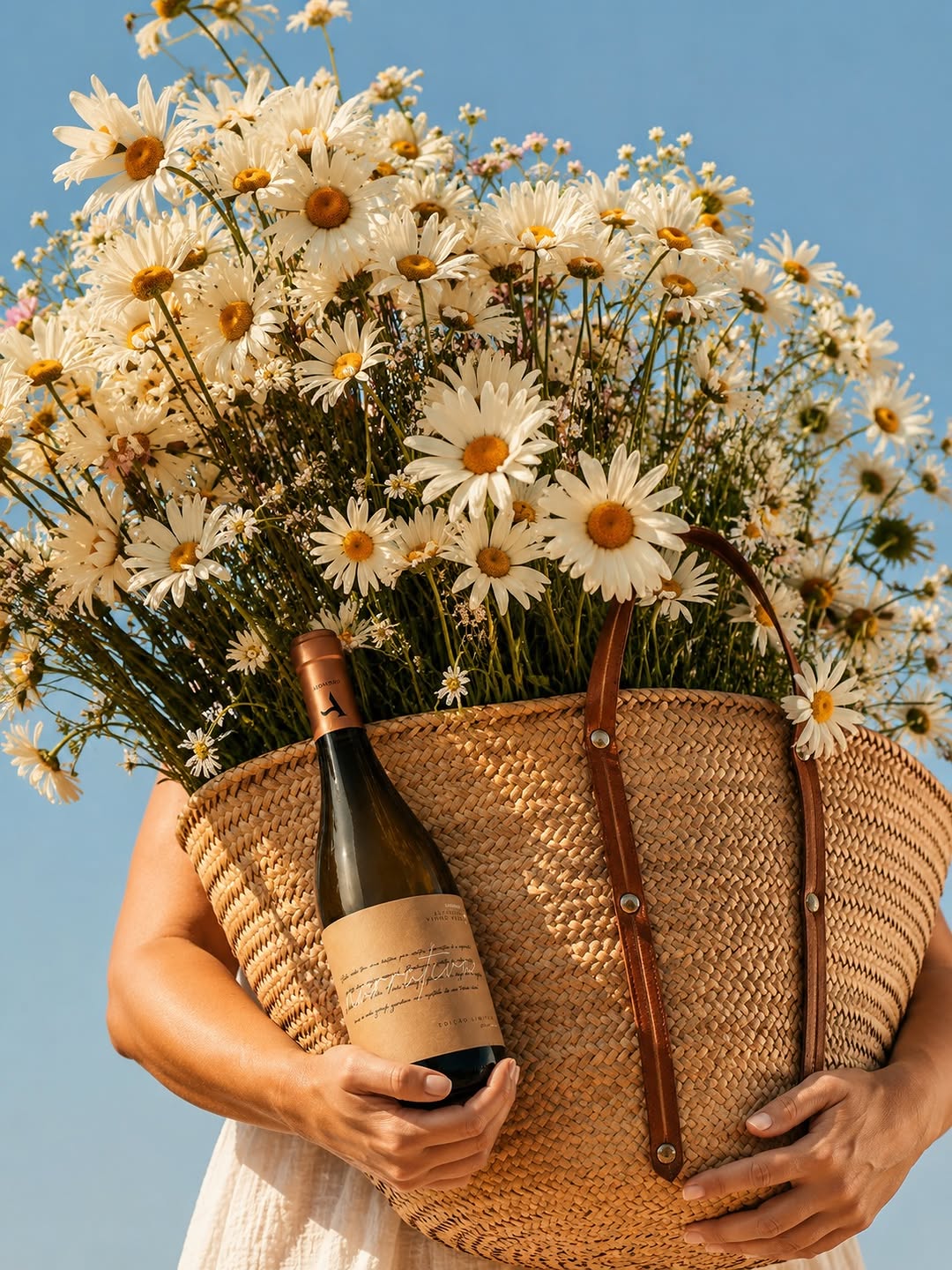Photo by Aromas4U on July 27, 2026. May be an image of wine, basket, wine bottle, flower and text.